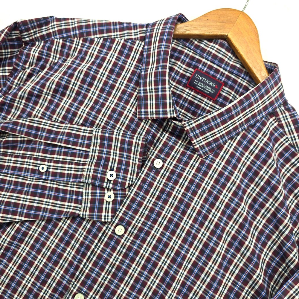 UNTUCKit Men's‎ XXX Large Plaid Button Down Shirt Long Sleeve Nylon Spandex